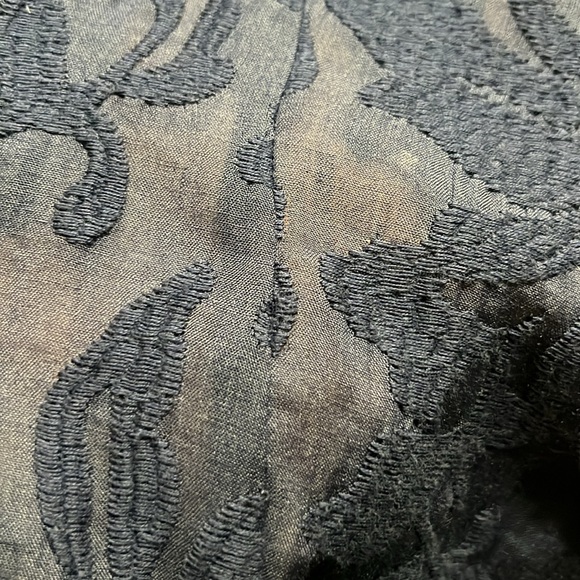 209 wst38 100% Linen Navy Blue Button Up Semi Sheer Tunic Top Sz 8 NWT - Picture 7 of 11